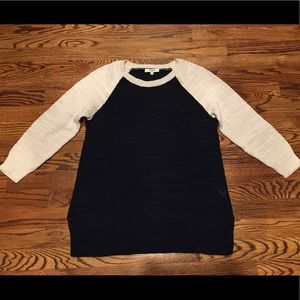 Madewell baseball knit sweater, navy/cream, Sz S